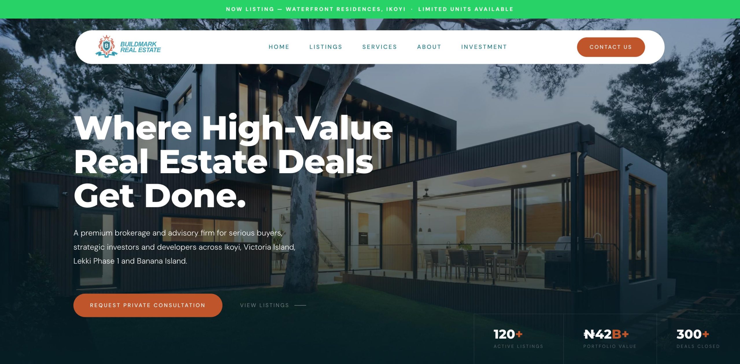 BuildMark Real Estate website hero