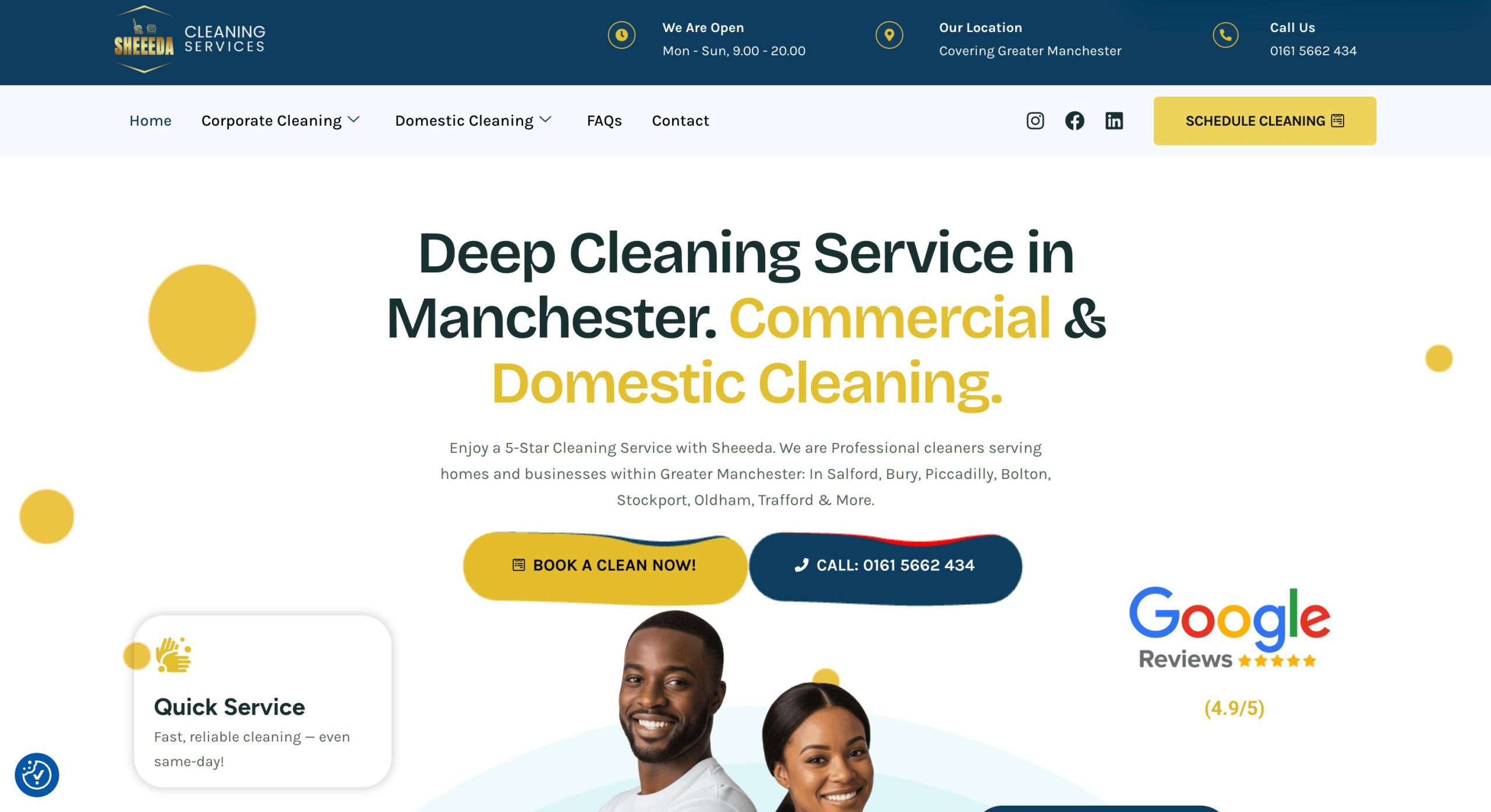 Sheeeda Cleaning website hero